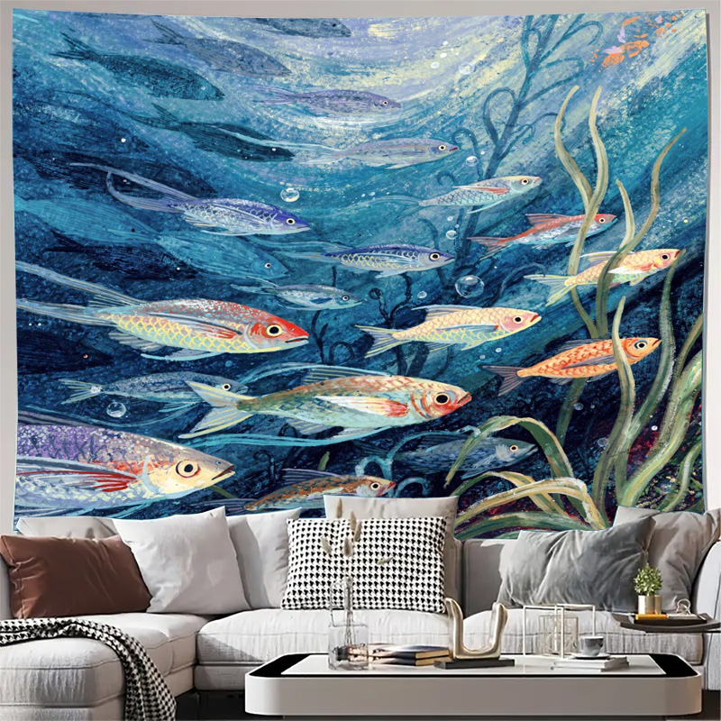 Marine Life Aquariums - Vibrant Ocean Life Tapestry Wall Hanging