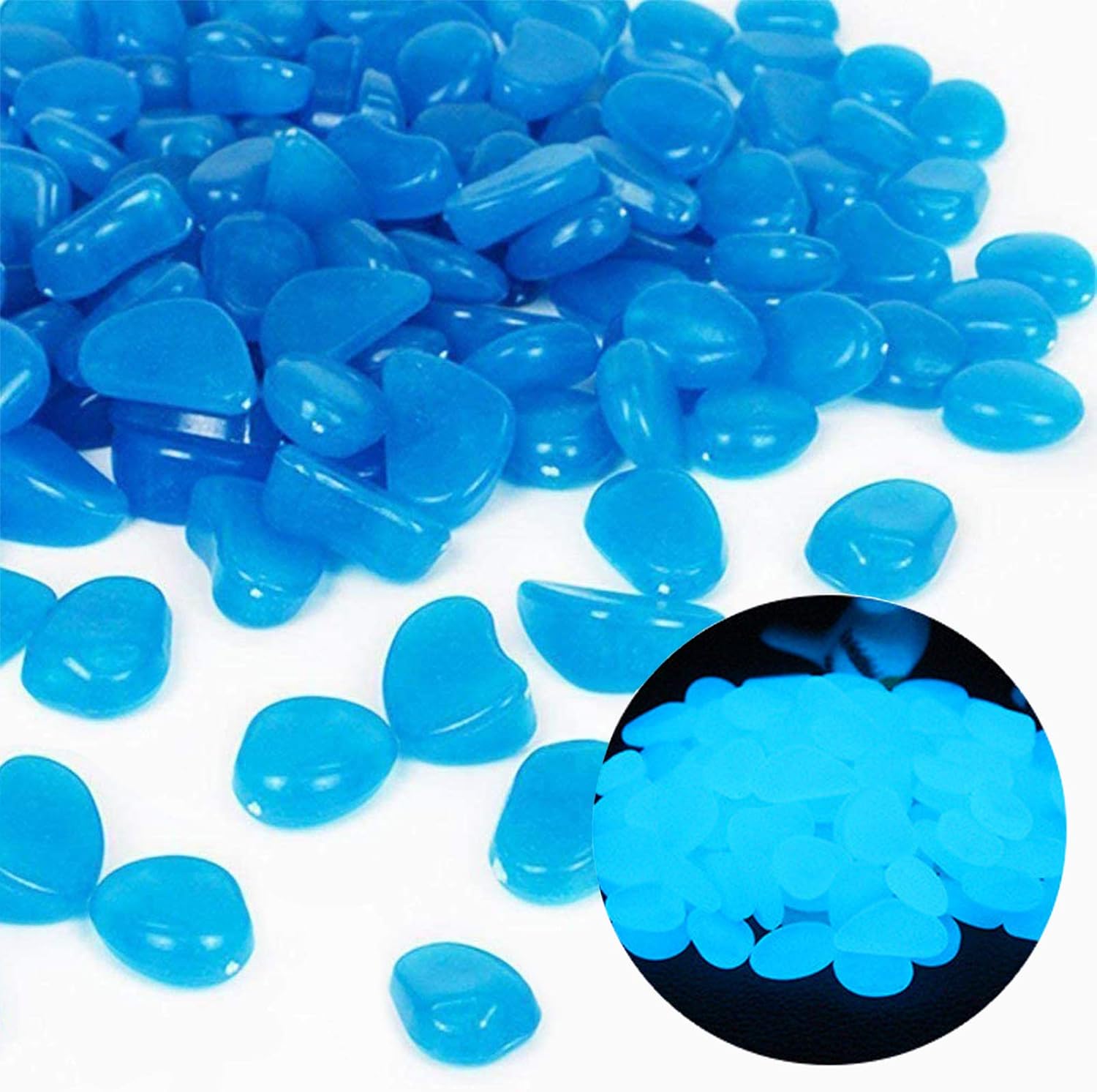 Aquarium Marine Plants - Fish Tank Rocks Glow Blue Pebbles