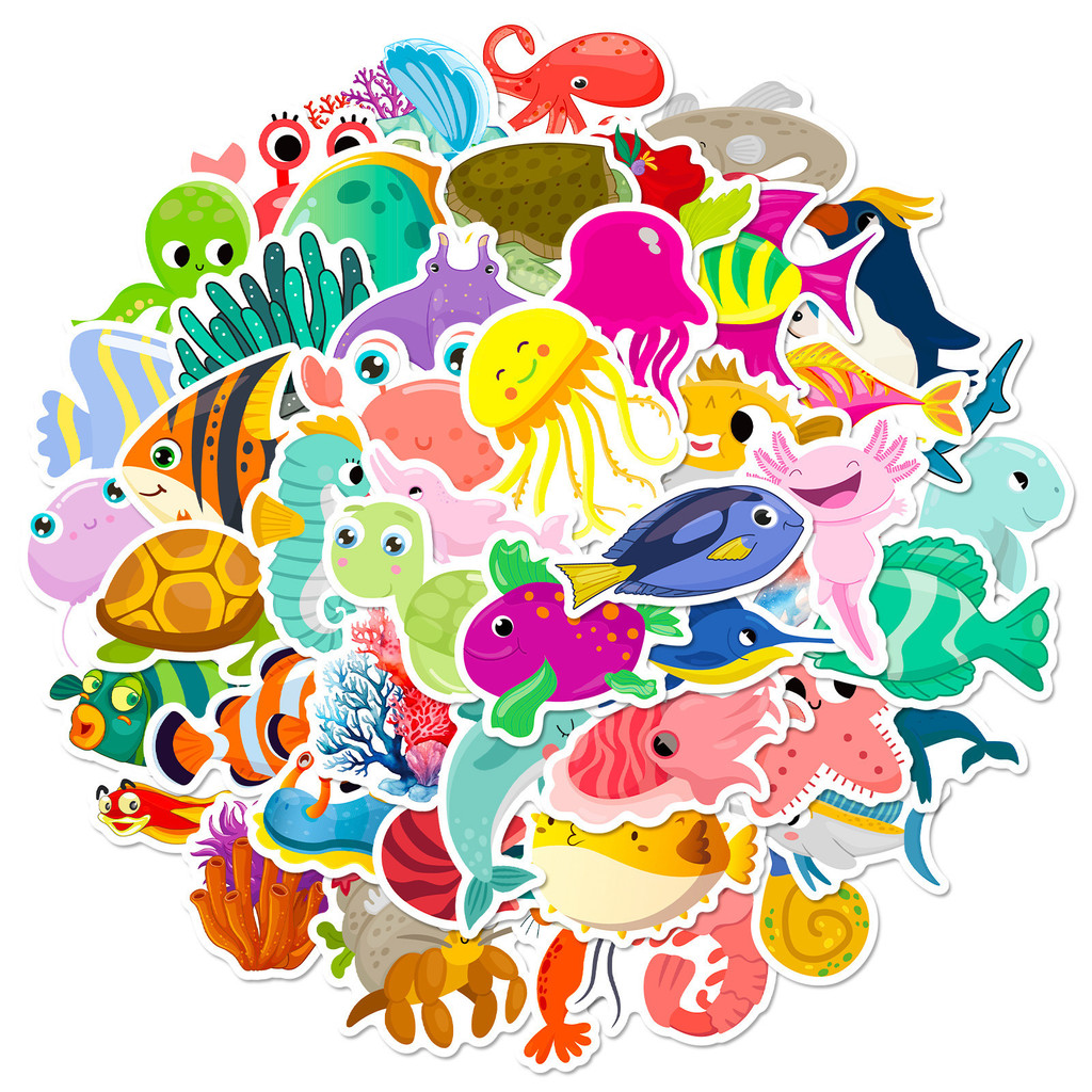 50Pcs Marine Life Stickers - C - đánh giá và giá Marine Life Aquariums