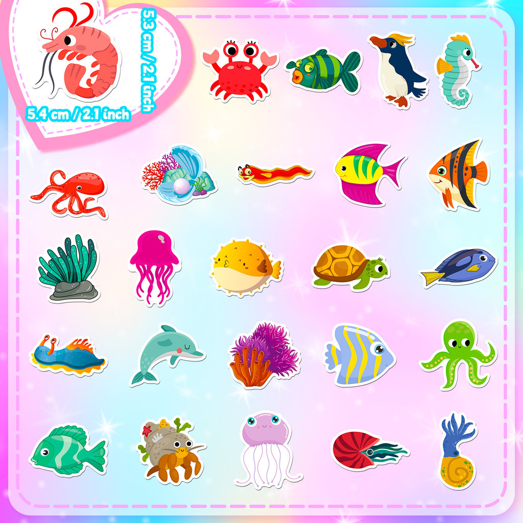 50Pcs Marine Life Stickers - C - đánh giá và giá Marine Life Aquariums
