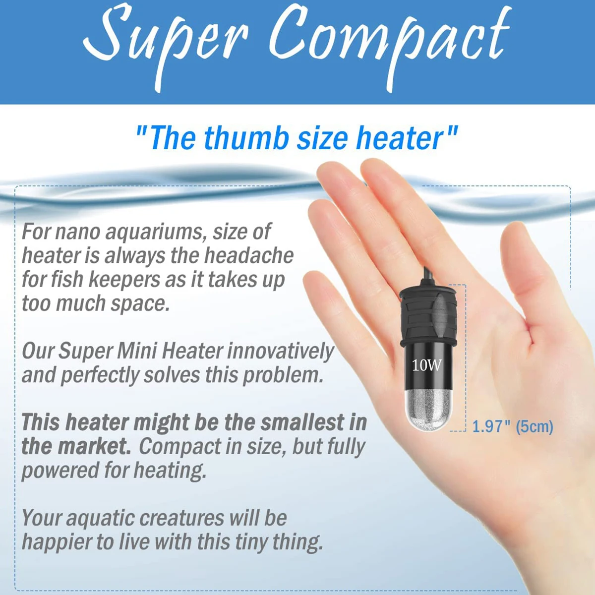 10W Adjustable Aquarium Heater - đánh giá và giá Marine Aquarium Mini