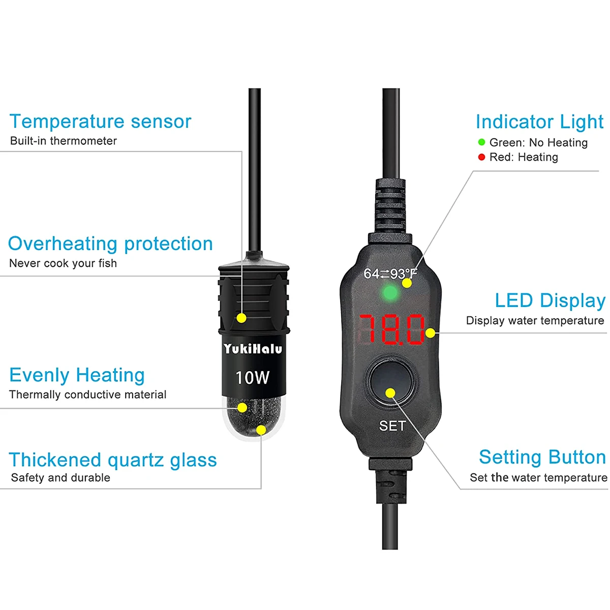 10W Adjustable Aquarium Heater - đánh giá và giá Marine Aquarium Mini